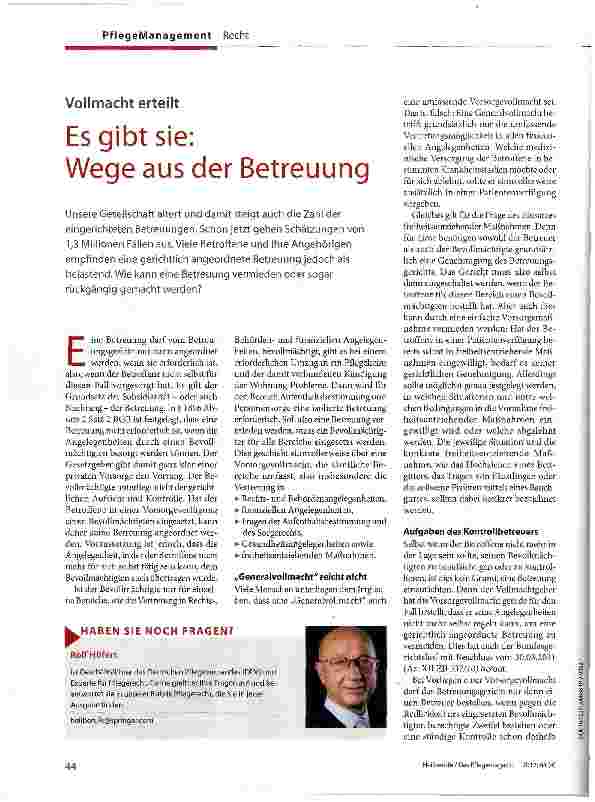Vorschauseite 1: Es gibt sie: Wege aus der Betreuung