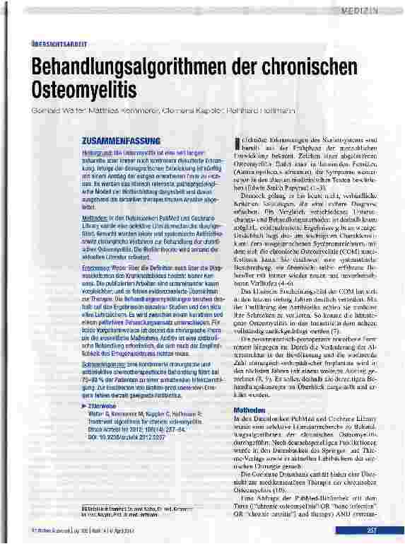 Vorschauseite 1: Behandlungsalgorithmen der chronischen Osteomyelitis