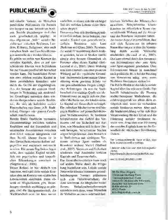 Vorschauseite 2: Soziales Kapital und Gesundheit im städtischen Raum