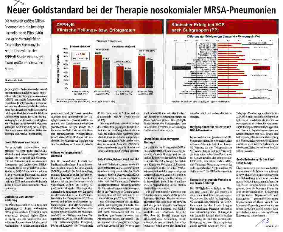 Vorschauseite 1: Neuer Goldstandard bei der Therapie nosokomialer MRSA-Pneumonien