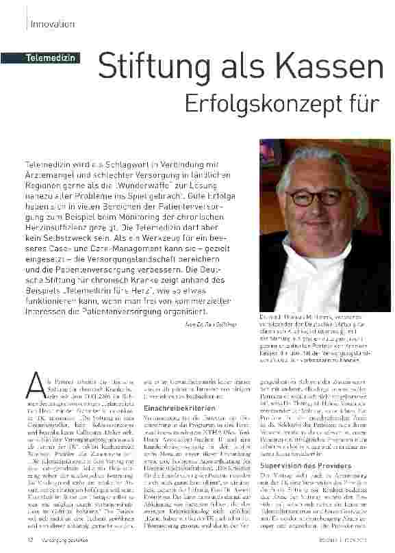 Vorschauseite 1: Stiftung als Kassenpartner-Erfolgskonzept für hochwertige Patientenversorgung