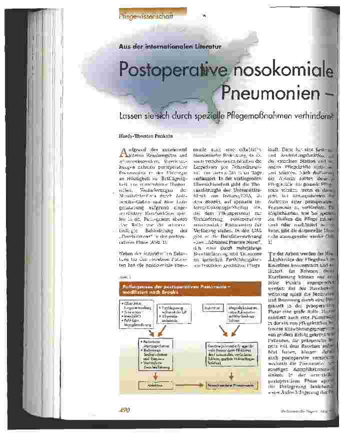 Vorschauseite 1: Postoperative nosokomiale Pneumonien - Lassen sie sich durch spezielle Pflegemaßnahmen verhindern?