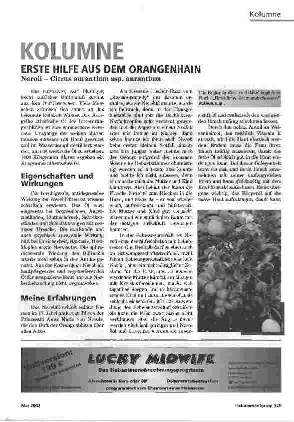 Vorschauseite 1: KOLUMNEERSTE HILFE AUS DEM ORANGENHAINNeroli - Citrus aurantium ssp. aurantium