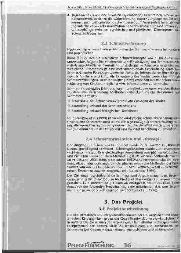 Vorschauseite 4: Optimierung der Schmerzbehandlung bei Säuglingen, Kindern und Jugendlichen Ein interdisziplinäres Projekt