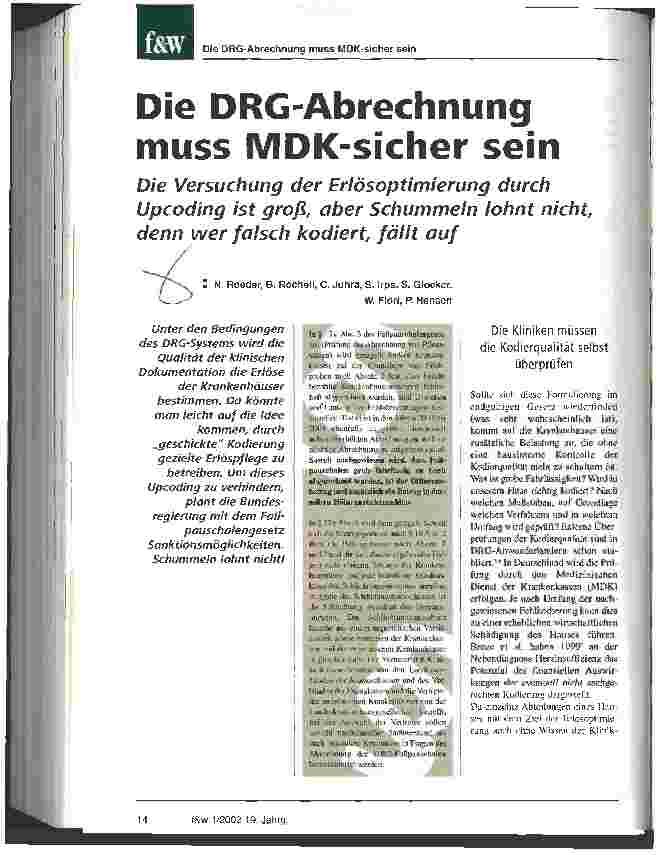 Vorschauseite 1: Die DRG-Abrechnung muss MDK-sicher sein