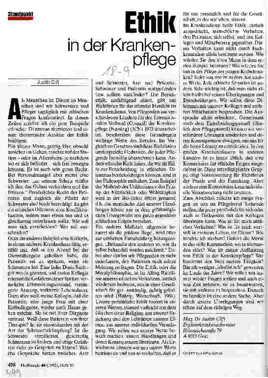 Vorschauseite 1: Ethik in der Krankenpflege