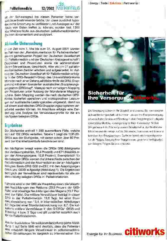 Vorschauseite 2: DRGs in der Palliativmedizin Ist die palliativmedizinische Begleitung Schwerstkranker pauschalierbar?