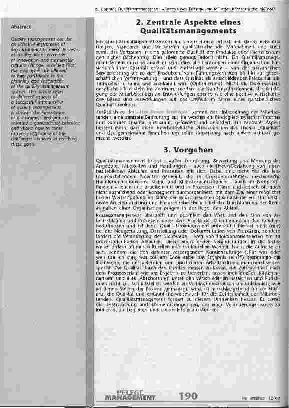 Vorschauseite 2: Qualitätsmanagement - Innovatives Führungsmodell oder bürokratische Mühsal?