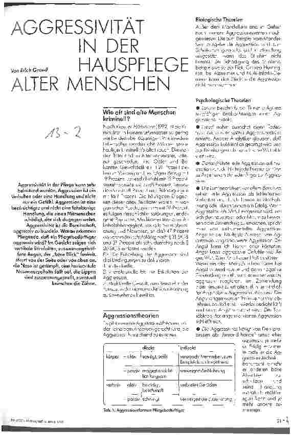Vorschauseite 1: Aggressivität in der Hauspflege alter Menschen