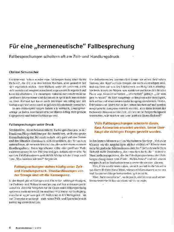 Vorschauseite 1: Für eine „hermeneutische Fallbesprechung