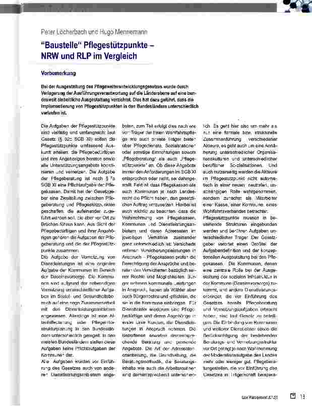 Vorschauseite 1: Baustelle Pflegestützpunkte -NRW und RLP im Vergleich