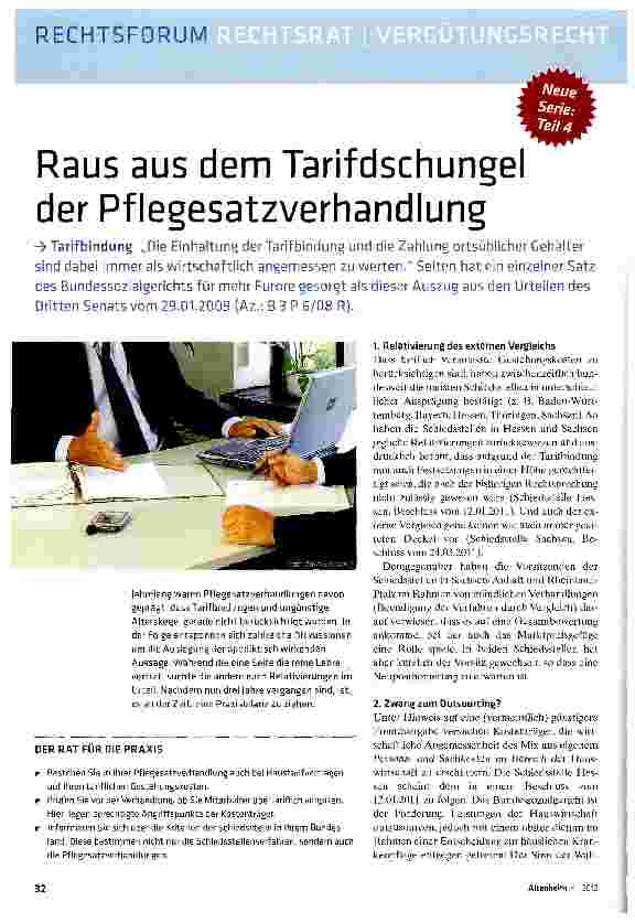 Vorschauseite 1: Raus aus dem Tarifdschungel der Pflegesatzverhandlung