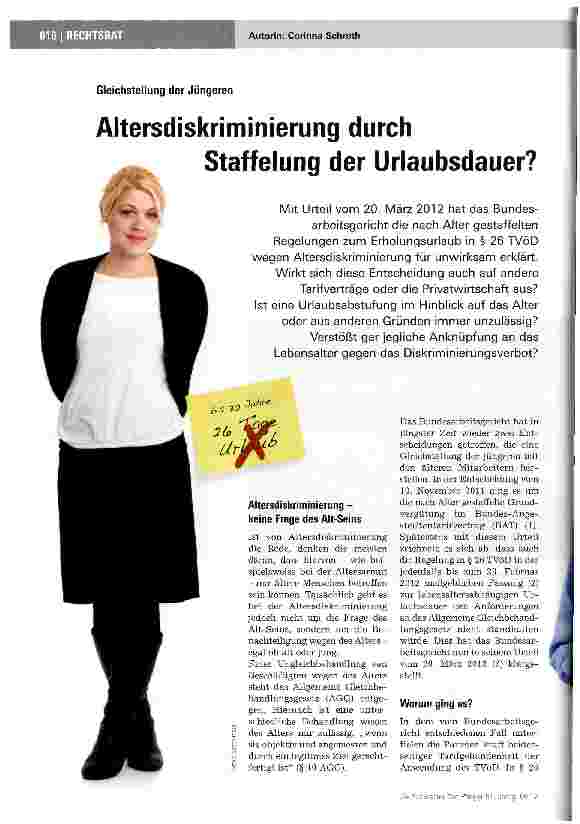 Vorschauseite 1: Altersdiskriminierung durch Staffelung der Urlaubsdauer?