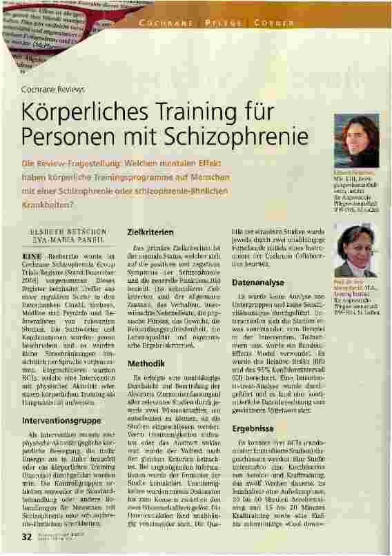 Vorschauseite 1: Körperliches Training für Personen mit Schizophrenie