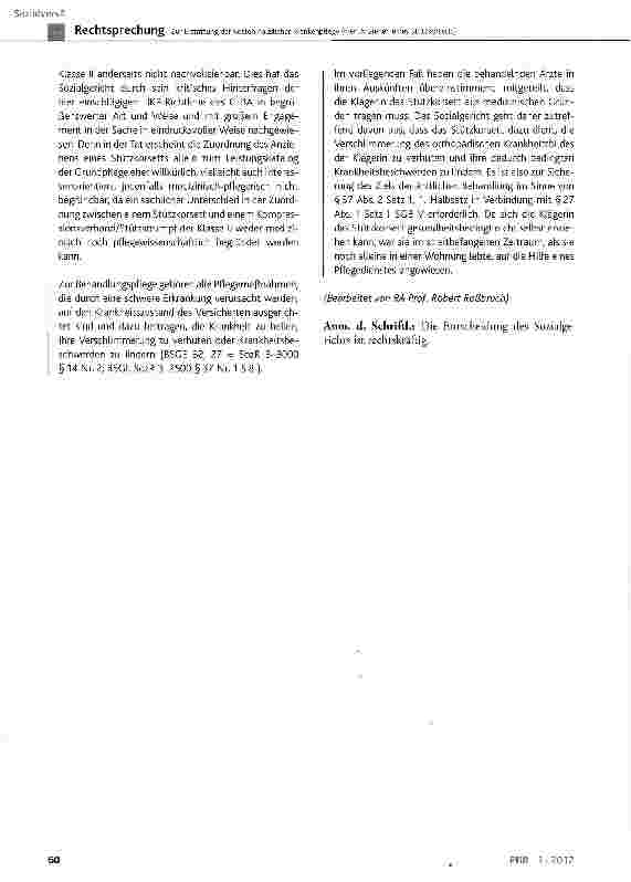 Vorschauseite 6: Zur Erstattung der Kosten häuslicher Krankenpflege (hier: Anziehen eines Stützkorsetts)