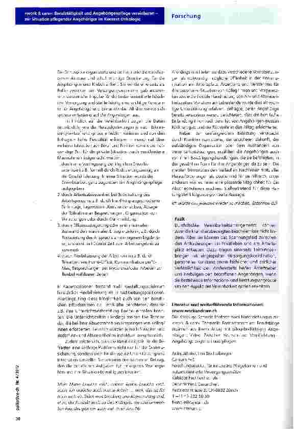 Vorschauseite 2: «work & care»: Berufstätigkeit und Angehörigenpflege vereinbaren -zur Situation pflegender Angehöriger im Kontext Onkologie