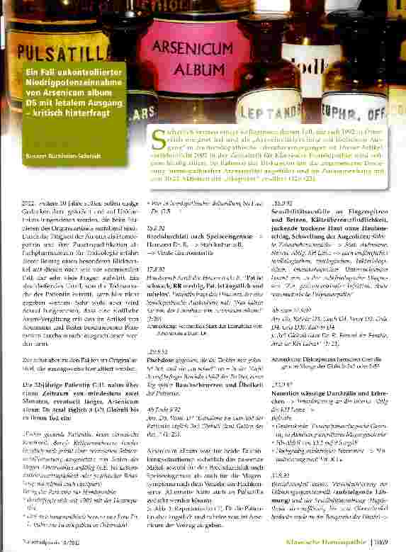 Vorschauseite 1: Ein Fall unkontrollierter Niedrigpotenzeinnahme von Arsenicum album D6 mit legalem Ausgang-kritisch hinterfragt