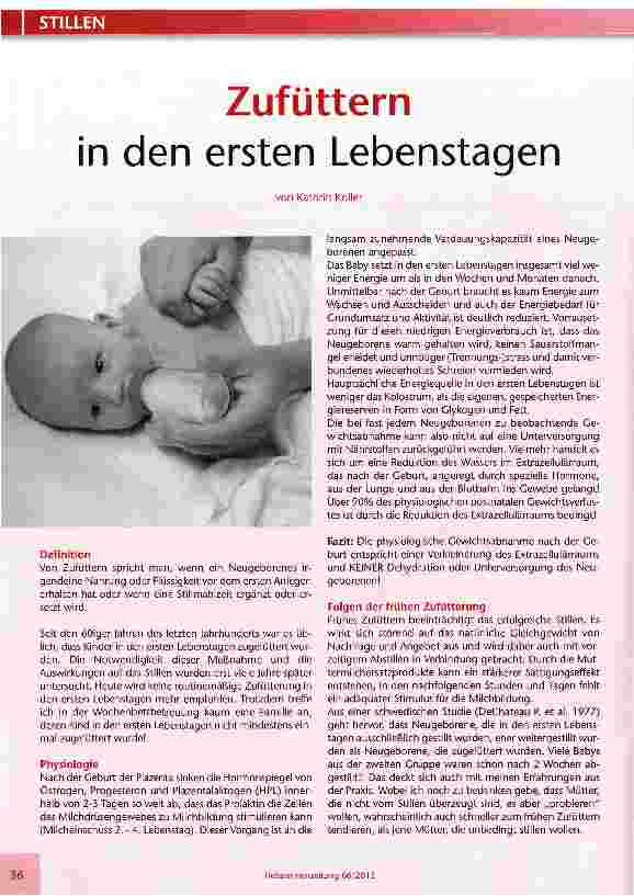 Vorschauseite 1: Zufüttern in den ersten Lebenstagen