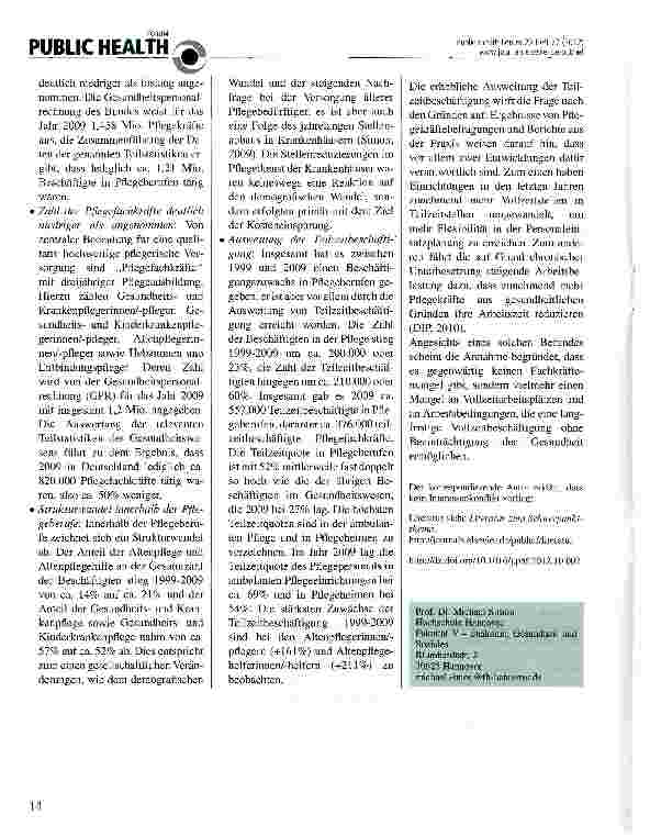 Vorschauseite 2: Entwicklung der Beschäftigungsstrukturen in Pflegeberufen