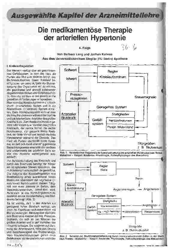 Vorschauseite 1: Die medikamentöse Therapie der arteriellen Hypertonie 4. Folge - Arzneimittellehre