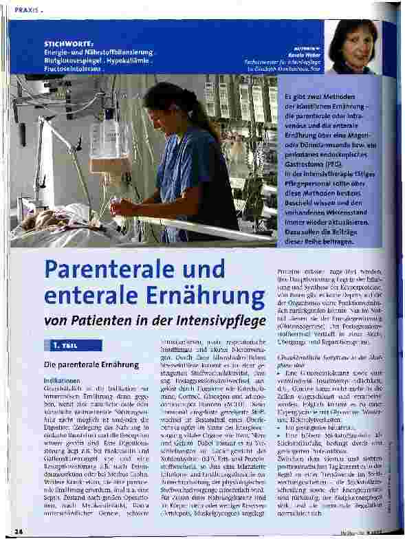 Vorschauseite 1: Parenterale und enterale Ernährung von Patienten in der Intensivpflege Teil 1