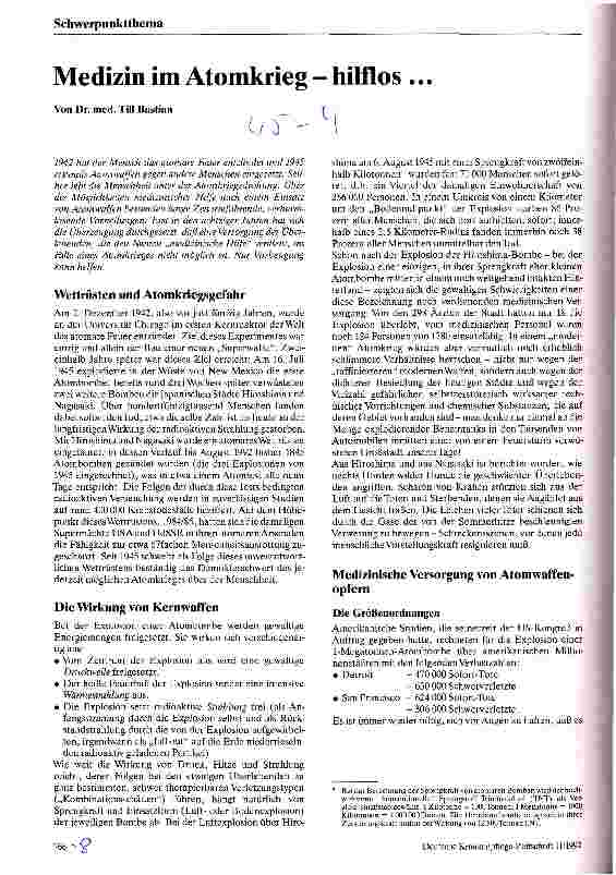 Vorschauseite 1: Medizin im Atomkrieg - hilflos. ..