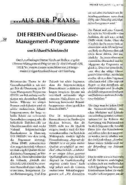Vorschauseite 1: DIE FREIEN und Disease-Management-Programme