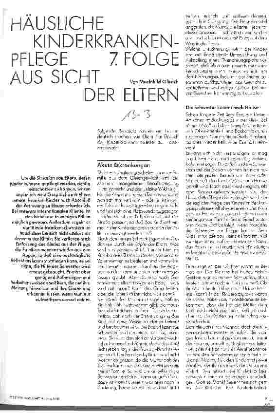 Vorschauseite 1: Häusliche Kinderkrankenpflege aus der Sicht der Eltern 7. Folge
