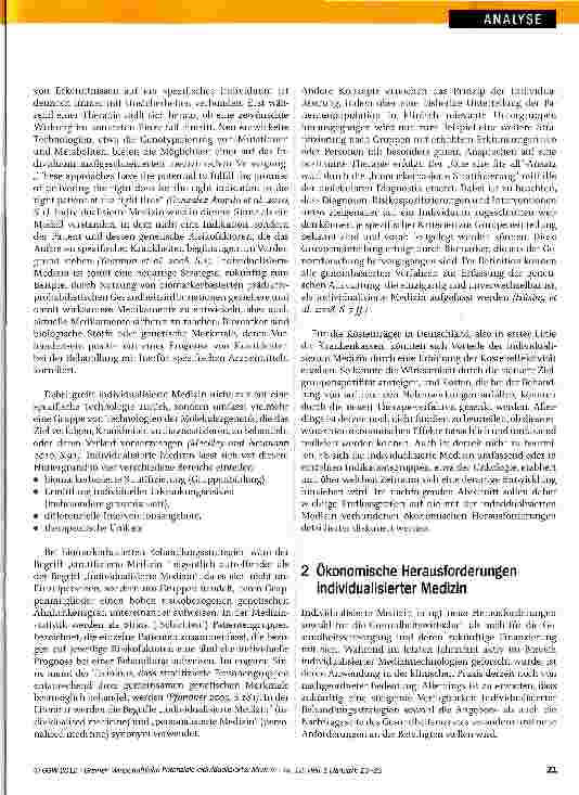 Vorschauseite 2: Wirtschaftliche Potenziale individualisierter Medizin