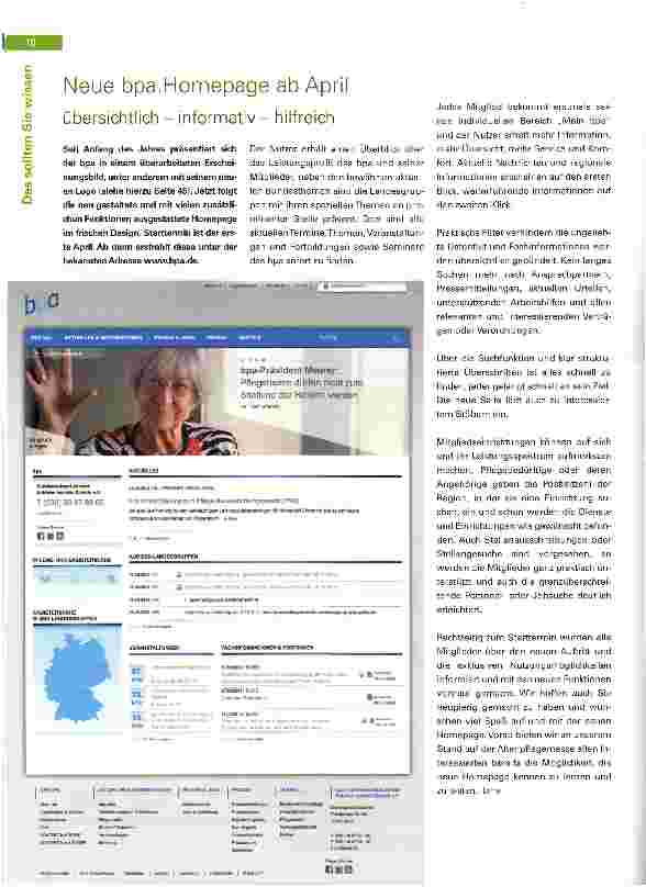 Vorschauseite 1: Neue bpa.Homepage ab April