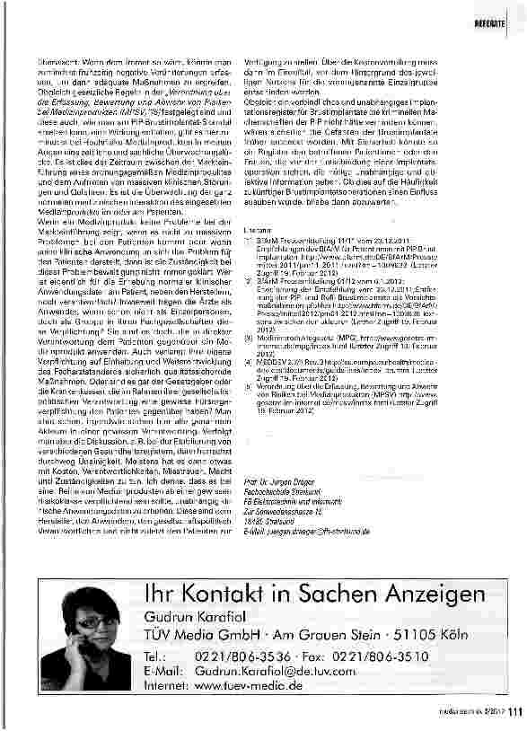 Vorschauseite 3: Brustimplantate -Medizinprodukte mit hohem Risiko