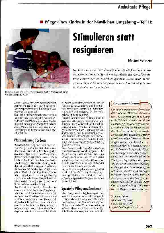 Vorschauseite 1: Stimulieren statt resignieren Teil II