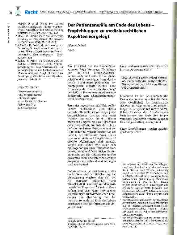 Vorschauseite 1: Der Patientenwille am Ende des Lebens - Empfehlungen zu medizinrechtlichen Aspekten vorgelegt