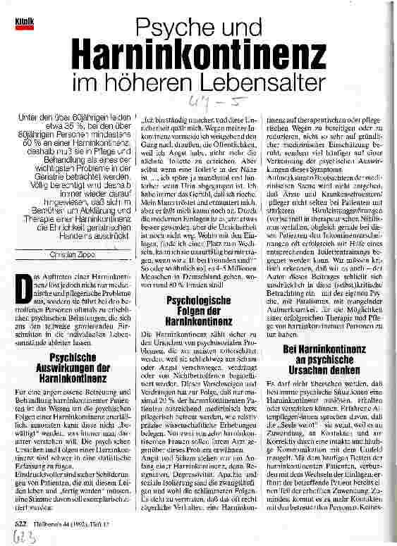 Vorschauseite 1: Psyche und Harninkontinenz im höheren Lebensalter