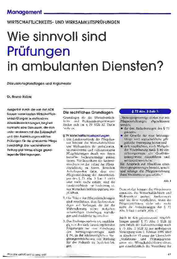 Vorschauseite 1: Wie sinnvoll sind Prüfungen in ambulanten Diensten? Diskussionsgrundlagen und Argumente
