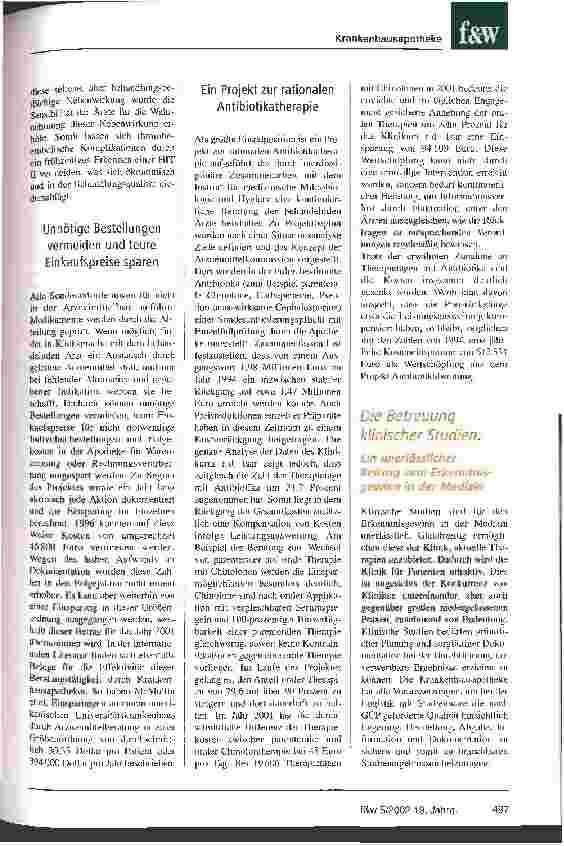Vorschauseite 2: Die Krankenhaus-Apotheke ist mehr wert als sie kostet Teil II
