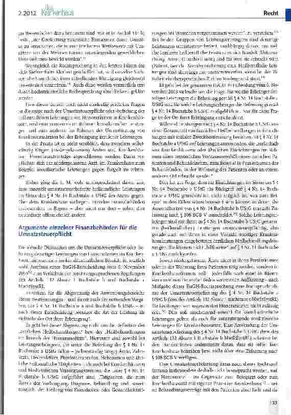 Vorschauseite 2: Umsatzsteuerliche Beurteilung der Leistungen von Honorarärzten im Krankenhaus