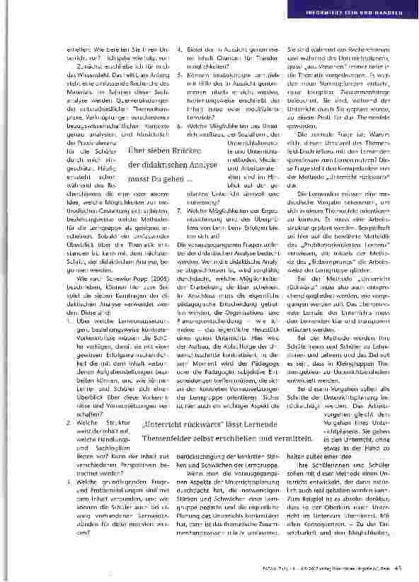 Vorschauseite 2: Unterricht rückwärts
