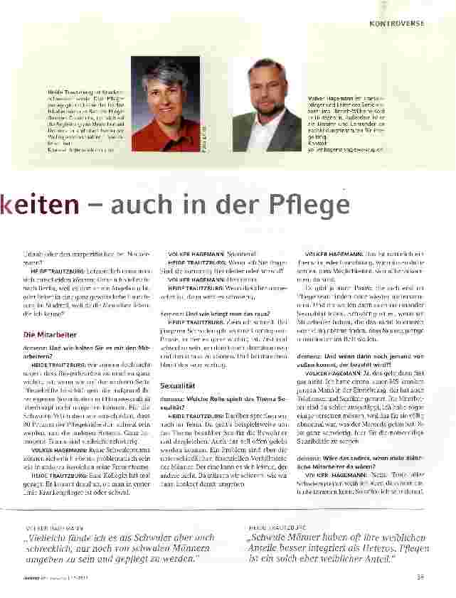 Vorschauseite 2: Schwule brauchen Wahlmöglichkeiten - auch in der Pflege