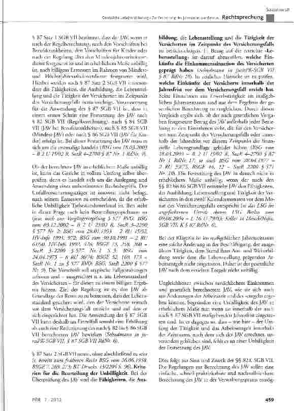 Vorschauseite 5: Gesetzliche Unfallversicherung -Zur Festsetzung des Jahresarbeitsverdienstes