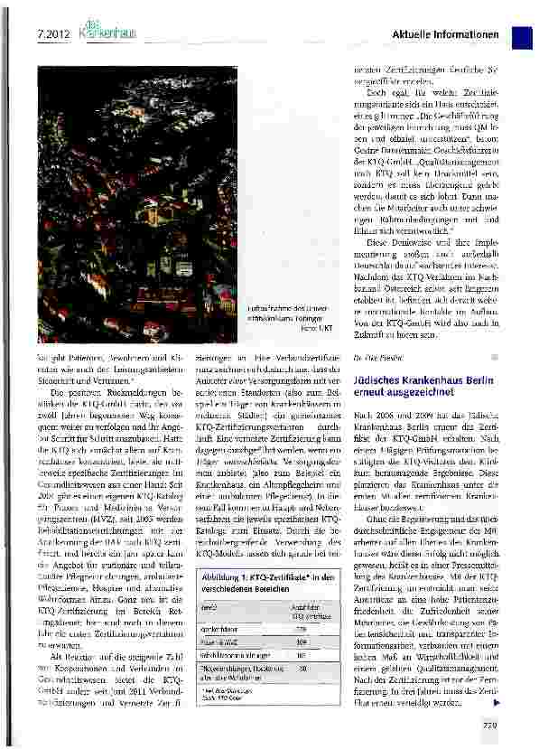 Vorschauseite 2: 1500. KTQ-Zertifikat geht an Universitätsklinikum Tübingen