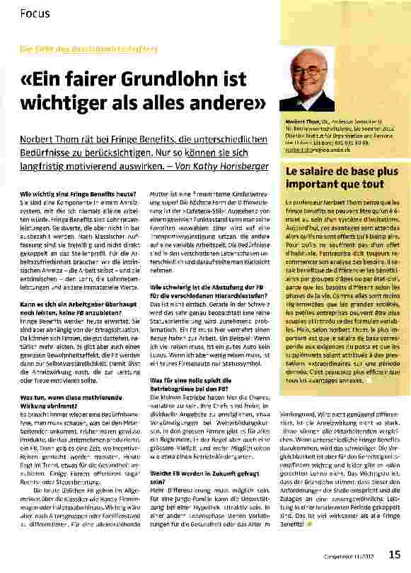 Vorschauseite 1: «Ein fairer Grundlohn ist wichtiger als alles andere»