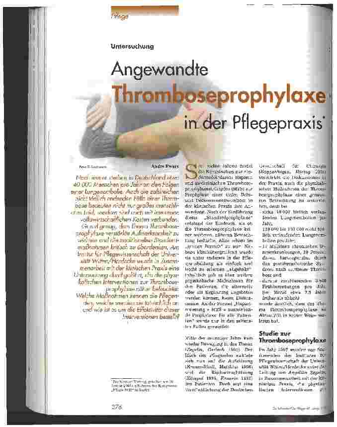 Vorschauseite 1: Angewandte Thromboseprophylaxe in der Pflegepraxis