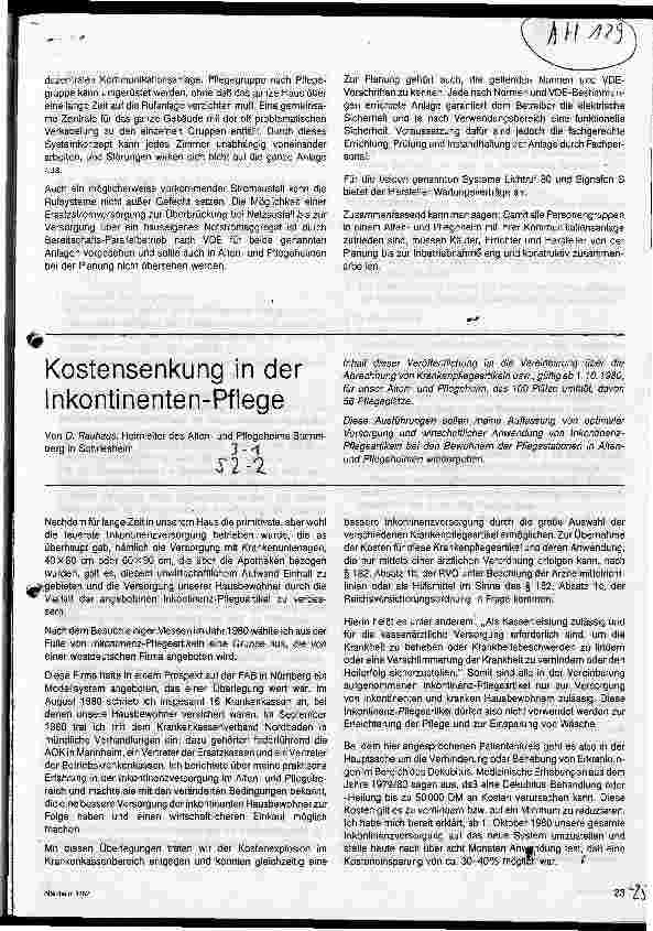 Vorschauseite 1: Kostensenkung in der Inkontinenten-Pflege