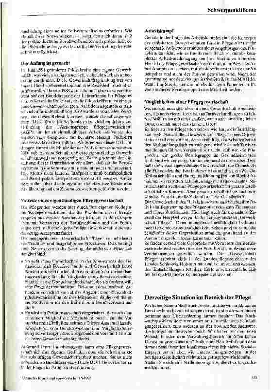 Vorschauseite 2: Pflegegewerkschaft - die Perspektive der Zukunft