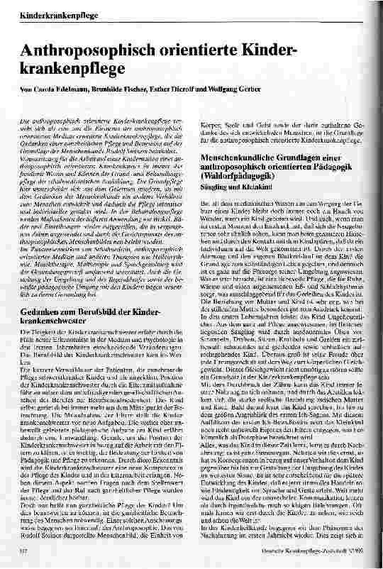 Vorschauseite 1: Anthroposophisch orientierte Kinderkrankenpflege