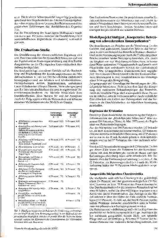 Vorschauseite 3: Betreuung schwerkranker Tumorpatienten im Verzahungsbereich von stationärer und ambulanter Versorgung