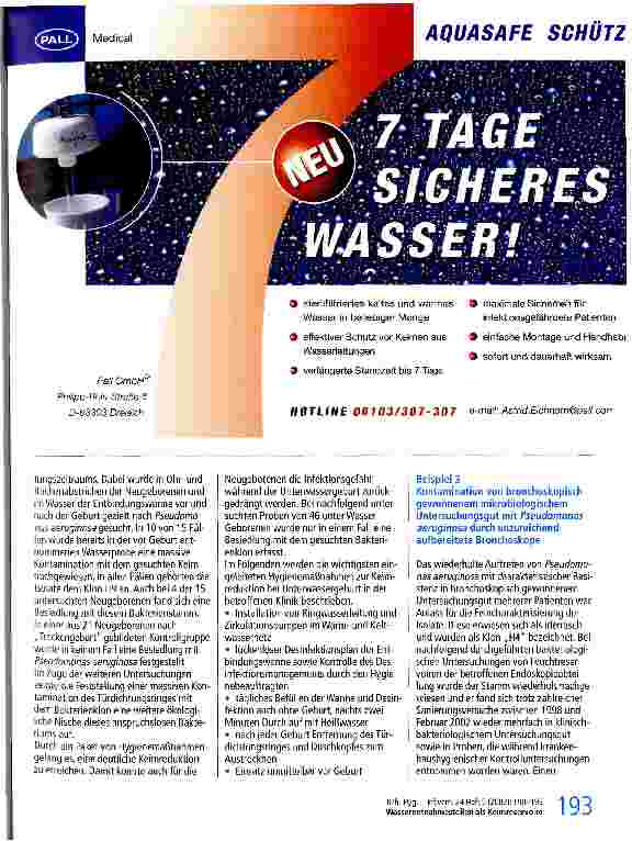 Vorschauseite 4: Wasserentnahmestellen und wässrige Flüssigkeiten im Krankenhaus als Keimreservoire und potentielle Ausgangspunkte nosokomialer Infektionen