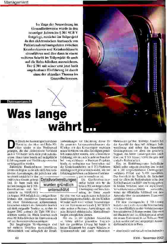 Vorschauseite 1: Datenaustausch: Was lange währt...