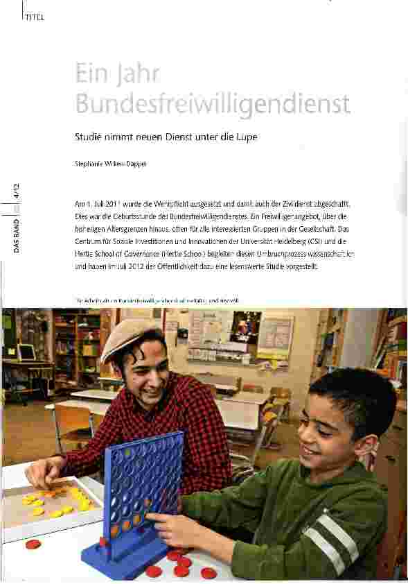 Vorschauseite 1: Ein Jahr Bundesfreiwilligendienst